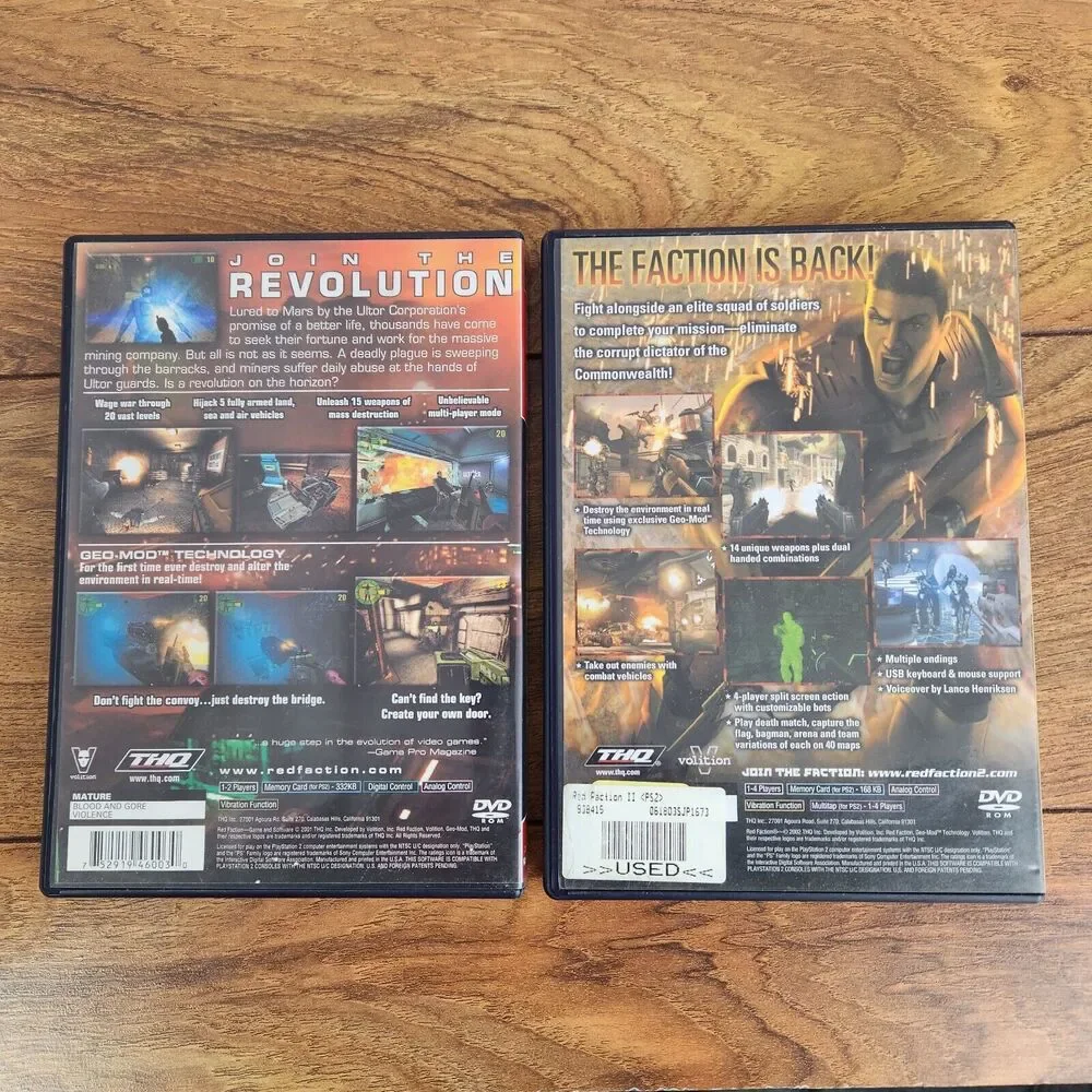 Red Faction I & II Sony PlayStation 2 Game Lot Tested and Working 1 & 2